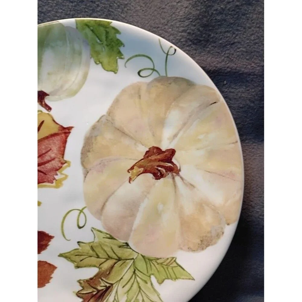 Set/2 Robert Stanley Harvest Pumpkin Salad Dessert Plates Fall Thanksgiving 1B